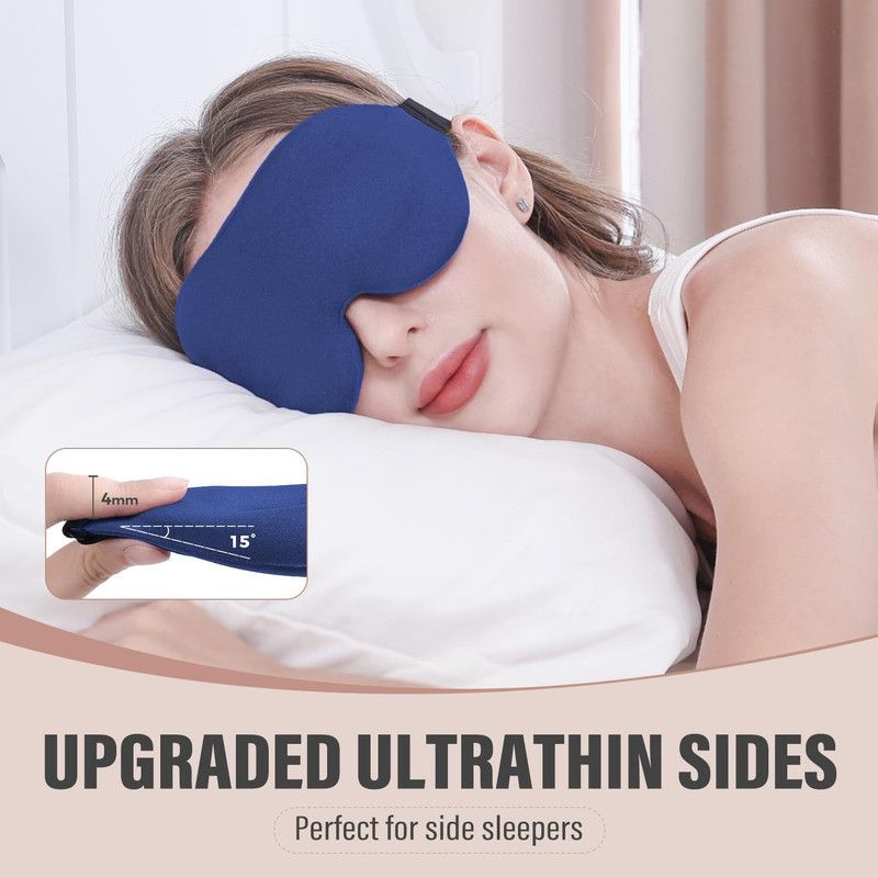 3D Deepened Sleep Eye Mask, Integrated Nose Wing, Full Light-Blocking, Breathable Eye Cover for Naps and Travel - Blue