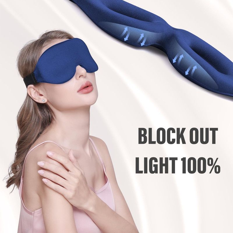 3D Deepened Sleep Eye Mask, Integrated Nose Wing, Full Light-Blocking, Breathable Eye Cover for Naps and Travel—Gray