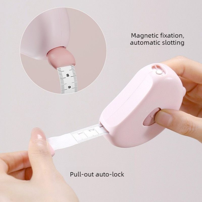 Bear Magnetic Retractable Tape Measure, Portable Body Measuring Ruler for Bust, Waist, and Hips—Brown