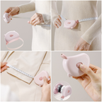 Bear Magnetic Retractable Tape Measure, Portable Body Measuring Ruler for Bust, Waist, and Hips—Pink