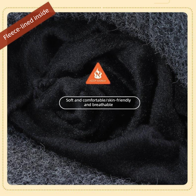 2-Pack—Men's Fleece-Lined Ear Protection Knit Beanie, Warm Thick Winter Hat for Dad or Grandpa—Black