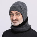 2-Pack - Men's Fleece-Lined Ear Protection Knit Beanie, Warm Thick Winter Hat for Dad or Grandpa - Gray