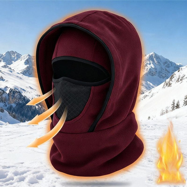 Fleece-Lined Winter Balaclava, Windproof and Breathable Face & Neck Warmer for Cycling and Outdoor Sports - Red