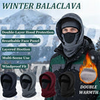 Fleece-Lined Winter Balaclava, Windproof and Breathable Face & Neck Warmer for Cycling and Outdoor Sports - Red