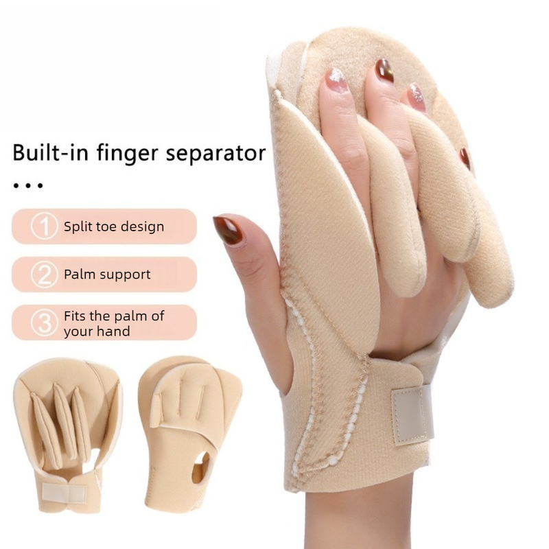 Finger Separator and Palm Support Pad, Adjustable Hook-and-Loop Hand Cushion for Fatigue Relief—Pack of 1 Pair