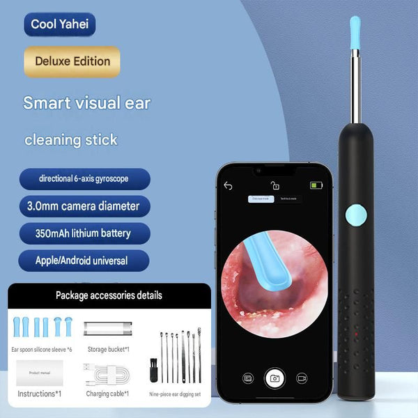 Smart Visual Earwax Removal Stick with HD Camera - Black