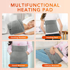 Electric Heating Waist Belt with Hand Warmer Pocket, 10 Heat Levels & 4 Timer Auto Off, Soft Plush Thermal Heating Pad for Back Abdomen Shoulder-Gray