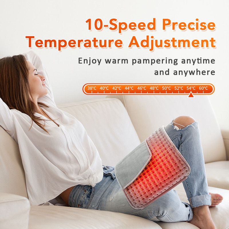 Electric Heating Waist Belt with Hand Warmer Pocket, 10 Heat Levels & 4 Timer Auto Off, Soft Plush Thermal Heating Pad for Back Abdomen Shoulder-Gray