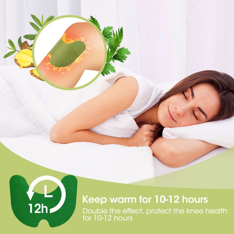 Wormwood Knee Patches Natural Herbal Warm Heat Plaster, Long Lasting Joint Relief Sticker for Knee Discomfort