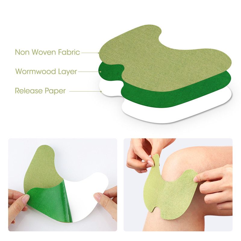 Wormwood Knee Patches Natural Herbal Warm Heat Plaster, Long Lasting Joint Relief Sticker for Knee Discomfort
