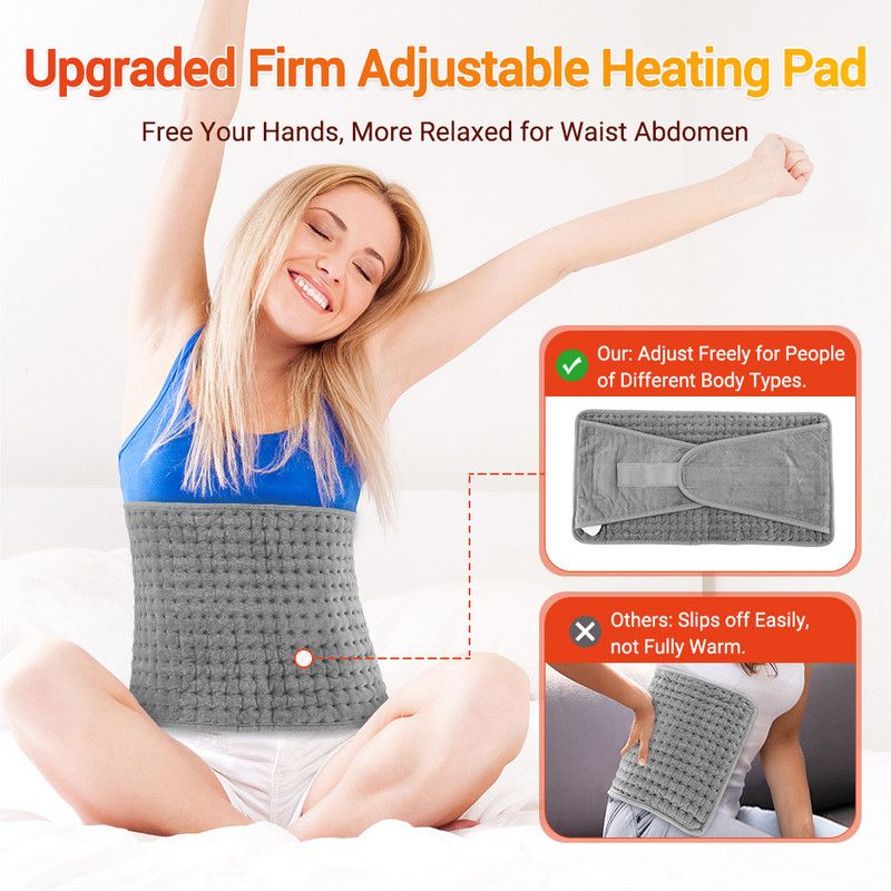 Electric Heating Waist Wrap Belt 9 Heat Levels 4 Timer Auto Off, Soft Plush Thermal Heating Pad for Back Abdomen Shoulder Relief