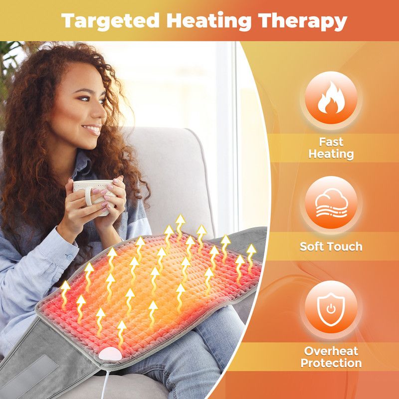 Electric Heating Waist Wrap Belt 9 Heat Levels 4 Timer Auto Off, Soft Plush Thermal Heating Pad for Back Abdomen Shoulder Relief