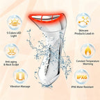 Multi-Function 7-Color Light Constant-Temperature EMS Neck Massager - Neck Lifting and Firming Massager - Facial Infusion Beauty Device - IPX6 Waterproof Electric Neck Massager - 5-in-1 Device Combining Skin Warming, EMS, Infusion, Massage, and Color Ligh
