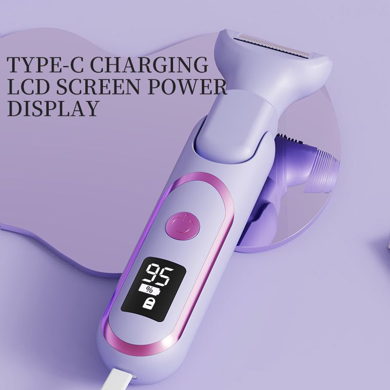 Digital Display Type-C Multi-Functional Electric Hair Remover for Women – Purple