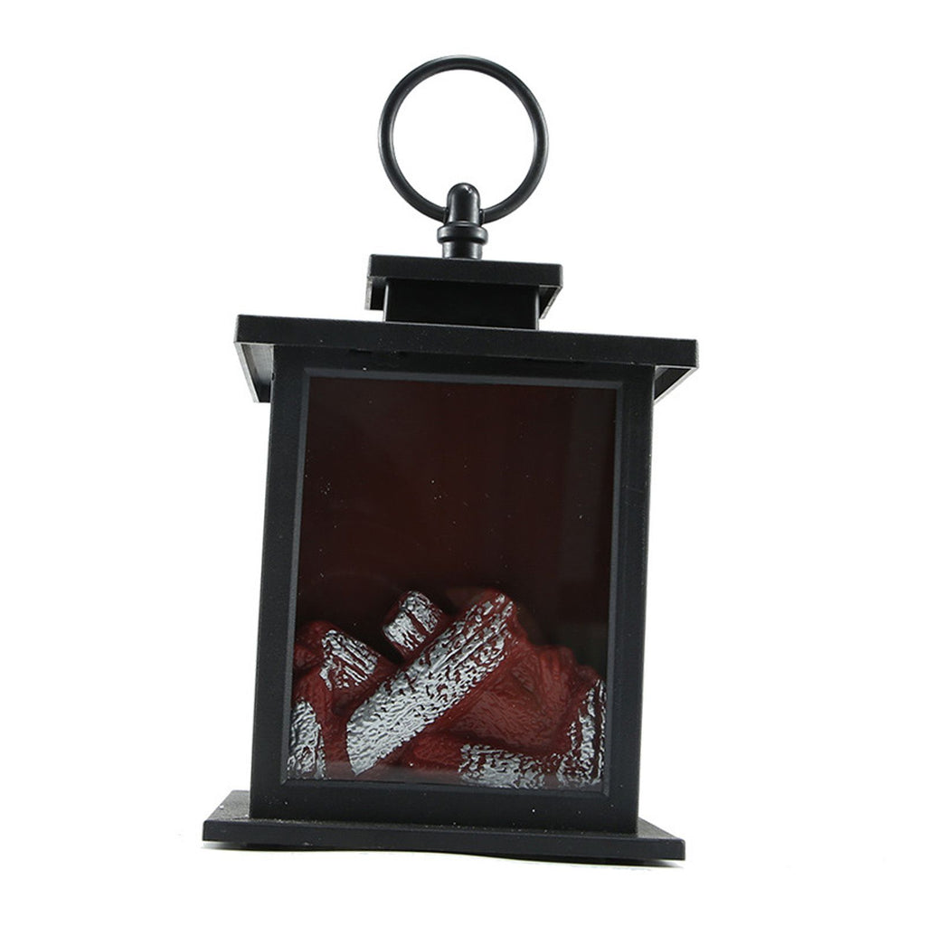 LED Flame Lantern Light Fashionable Retro Lantern Hanging Lamp for Christmas Decoration Square Flame Lamp, M