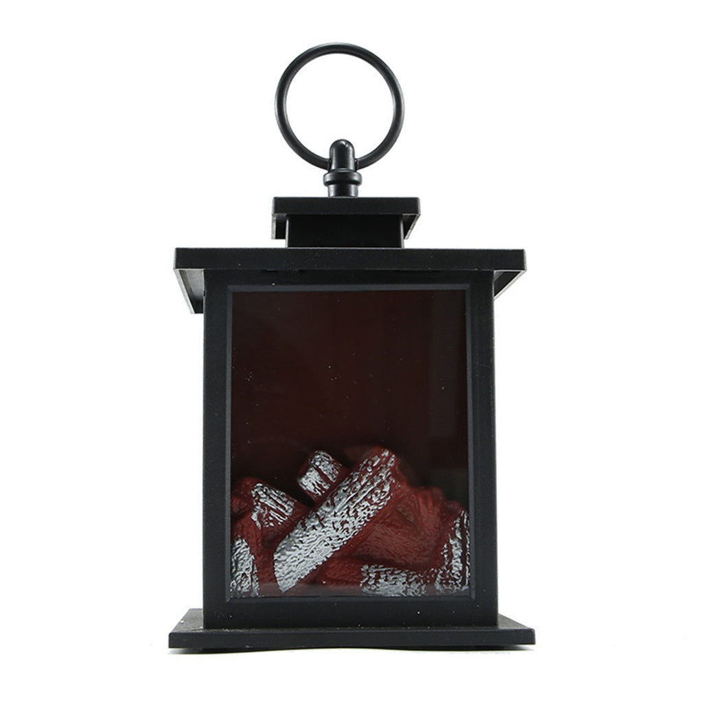 LED Flame Lantern Light Fashionable Retro Lantern Hanging Lamp for Christmas Decoration Square Flame Lamp, M