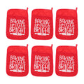 6Pcs Christmas Pot Holders with Pocket Heat Resistant Hot Pad Oven Mitts Cookie Bag Christmas Pot Rack Baking Kit