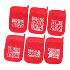 6Pcs Christmas Pot Holders with Pocket Heat Resistant Hot Pad Oven Mitts Cookie Bag Christmas Pot Rack Baking Kit