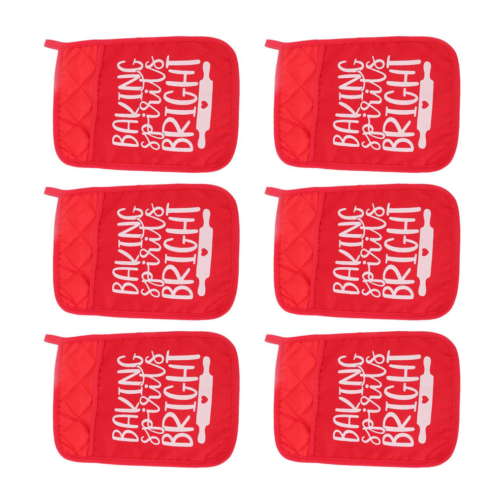 6Pcs Christmas Pot Holders with Pocket Heat Resistant Hot Pad Oven Mitts Cookie Bag Christmas Pot Rack Baking Kit