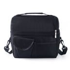 Cooler Bags Insulated Double Layer Large Capacity Oxford Cloth Washable Foldable Heat Insulation Lunch Bag for Office Black