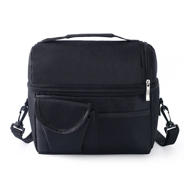 Cooler Bags Insulated Double Layer Large Capacity Oxford Cloth Washable Foldable Heat Insulation Lunch Bag for Office Black