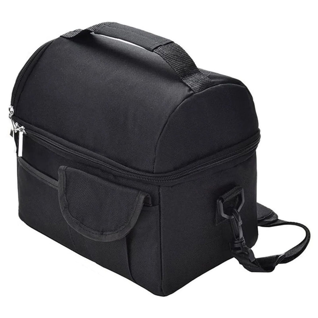 Cooler Bags Insulated Double Layer Large Capacity Oxford Cloth Washable Foldable Heat Insulation Lunch Bag for Office Black