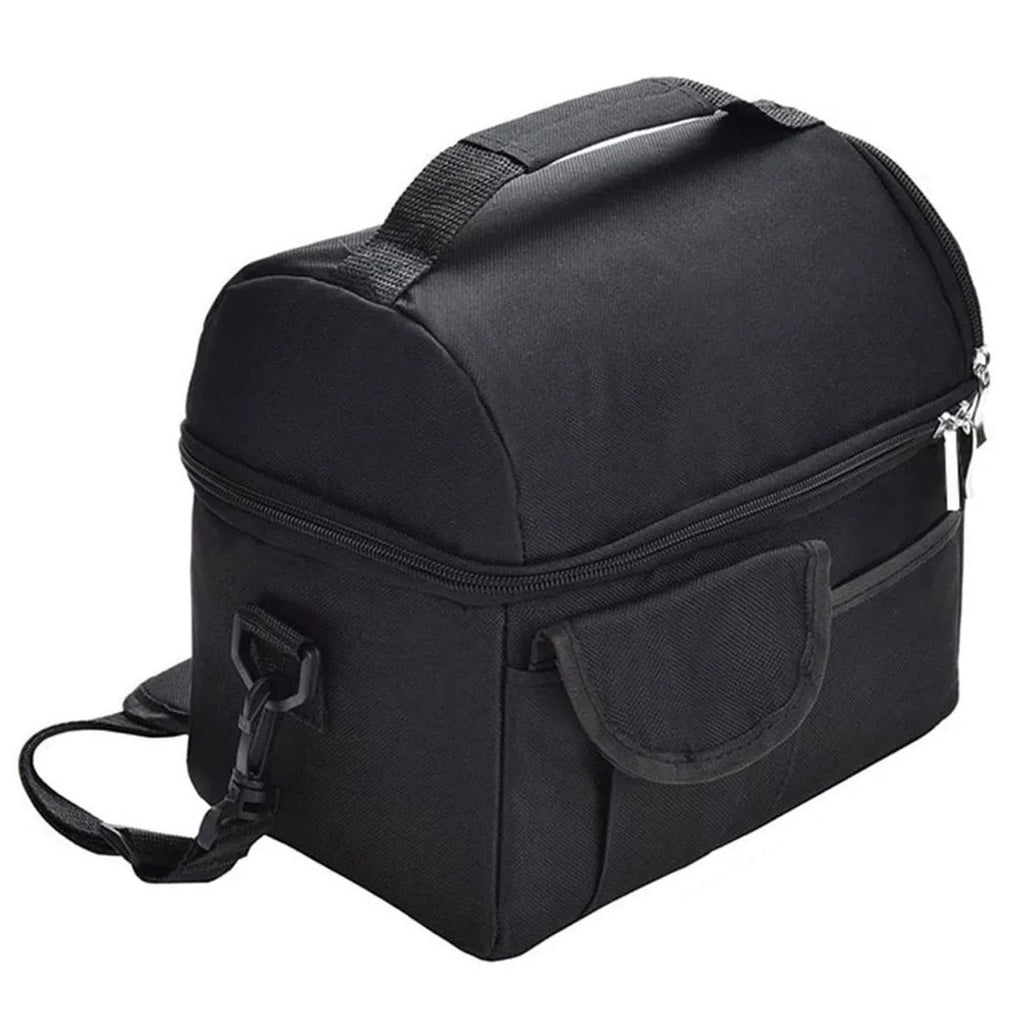 Cooler Bags Insulated Double Layer Large Capacity Oxford Cloth Washable Foldable Heat Insulation Lunch Bag for Office Black