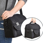 Cooler Bags Insulated Double Layer Large Capacity Oxford Cloth Washable Foldable Heat Insulation Lunch Bag for Office Black