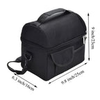 Cooler Bags Insulated Double Layer Large Capacity Oxford Cloth Washable Foldable Heat Insulation Lunch Bag for Office Black
