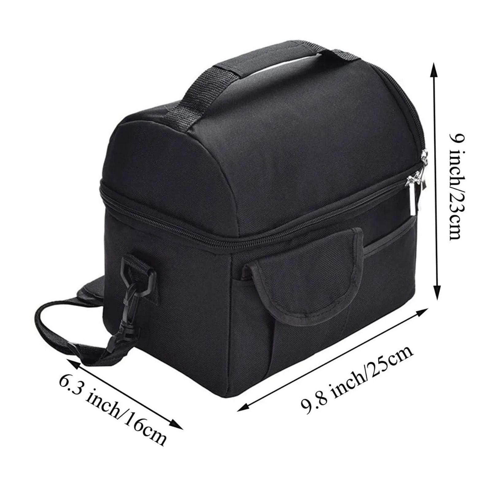 Cooler Bags Insulated Double Layer Large Capacity Oxford Cloth Washable Foldable Heat Insulation Lunch Bag for Office Black
