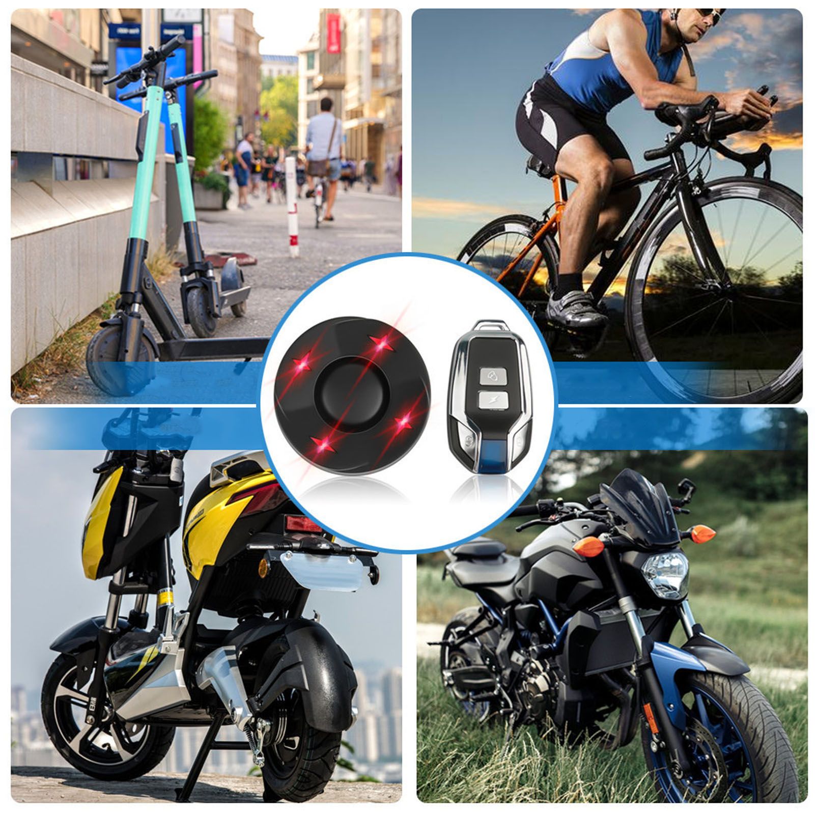 Bike Alarm with Light Wireless Anti Theft Bike Motorcycle Rear Light Alarm Louder Volume Bike Security Alarm System Black Single Remote