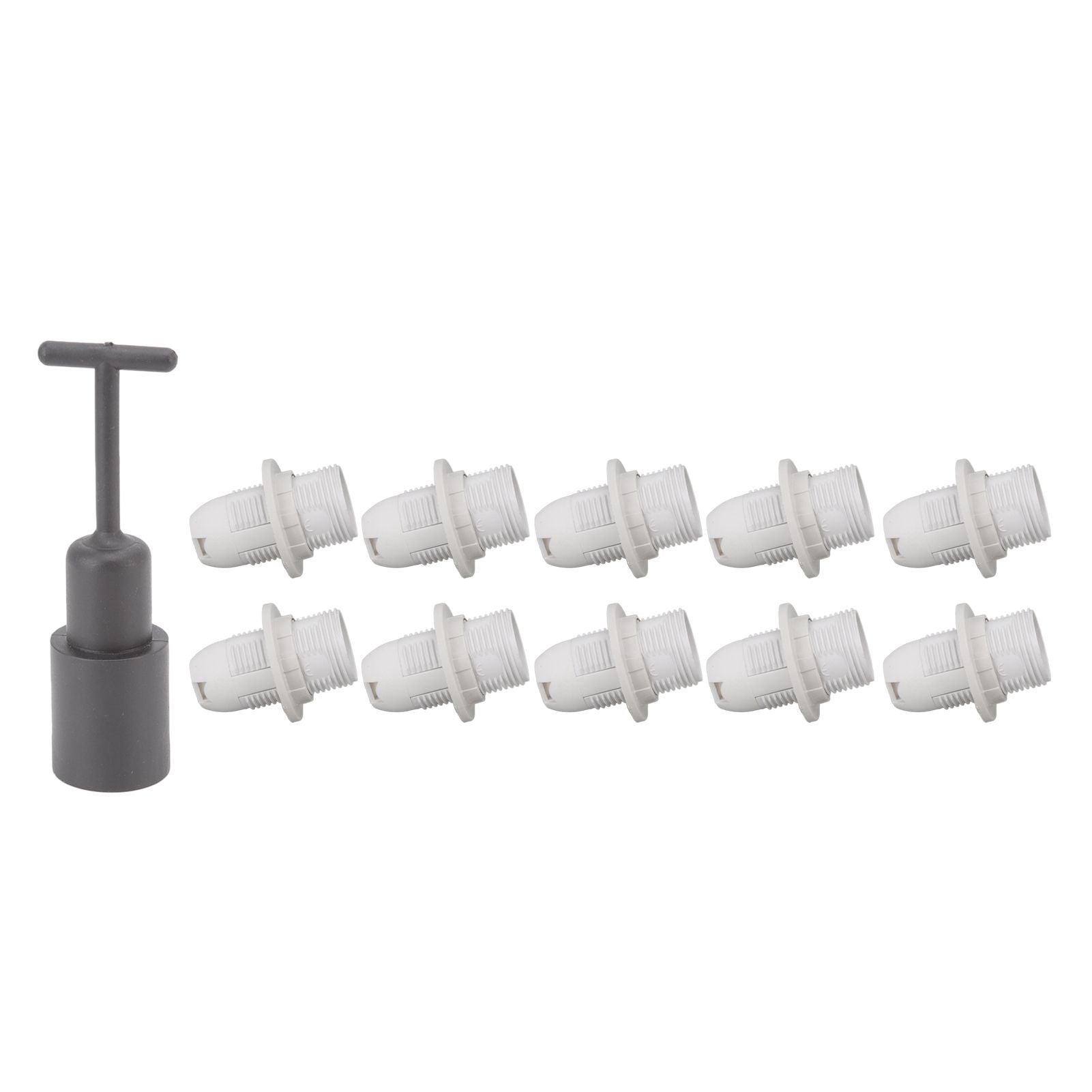 10PCS E14 Lamp Holder ABS with Sleeve High Temperature Resistant Light Socket Base for Home White