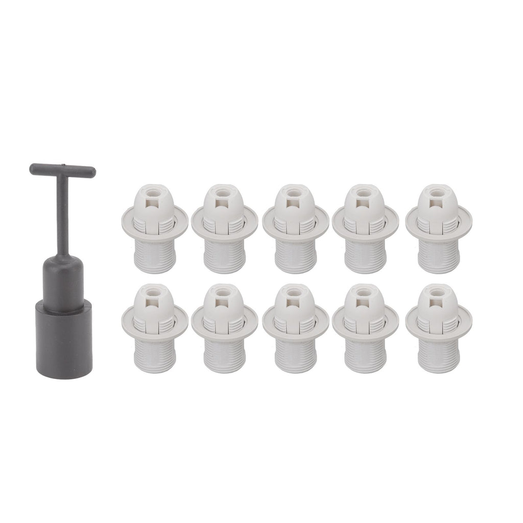 10PCS E14 Lamp Holder ABS with Sleeve High Temperature Resistant Light Socket Base for Home White