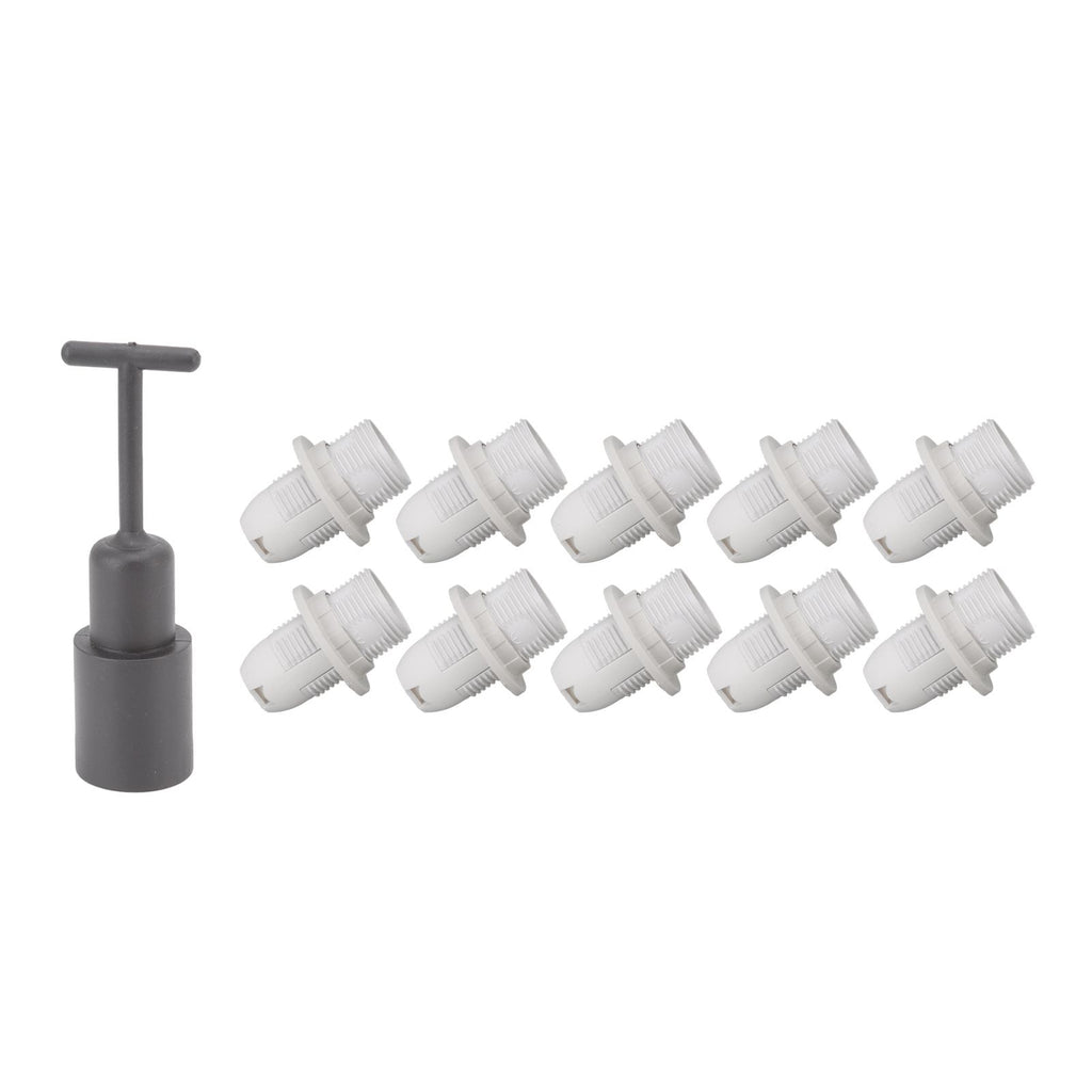 10PCS E14 Lamp Holder ABS with Sleeve High Temperature Resistant Light Socket Base for Home White