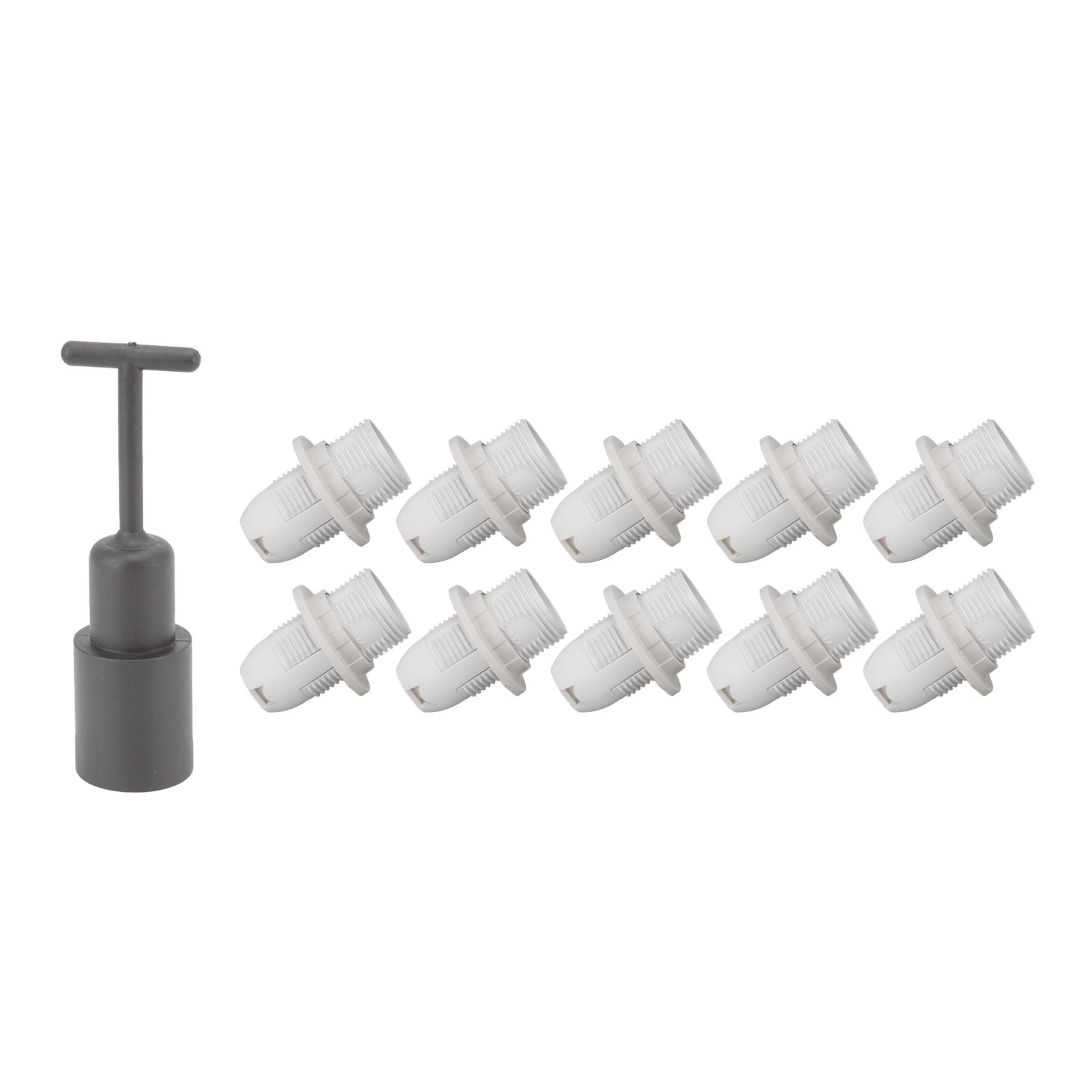 10PCS E14 Lamp Holder ABS with Sleeve High Temperature Resistant Light Socket Base for Home White