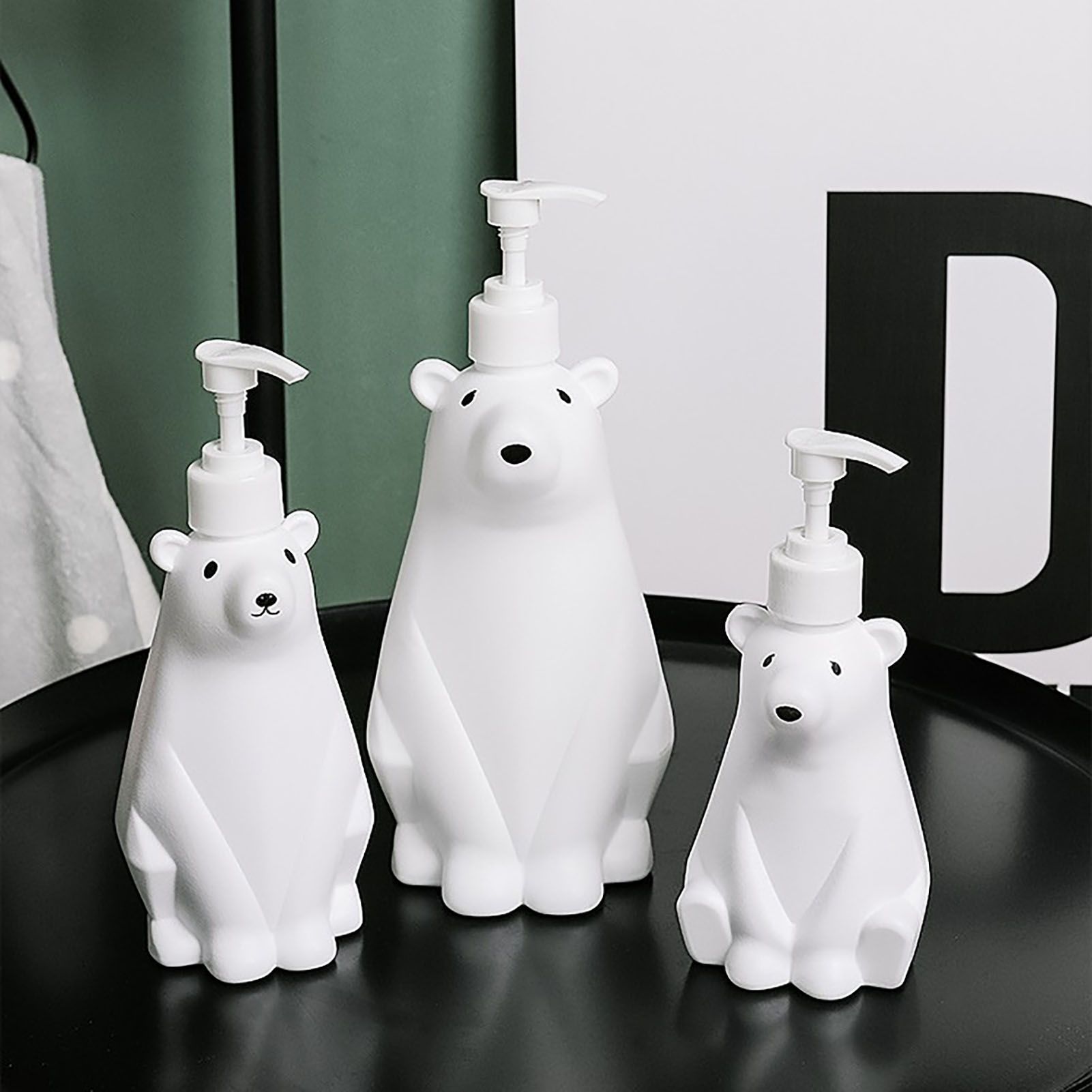 Soap Dispenser Bottle Cute Bear Shape Large Capacity Pump Dispenser Bottle for Bathroom Kitchen L (11x26cm/4.3x10.2in) (900ML)