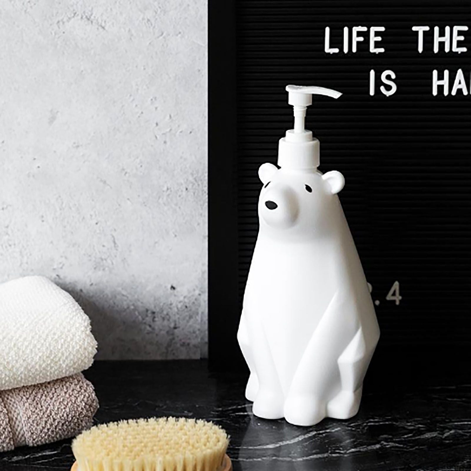 Soap Dispenser Bottle Cute Bear Shape Large Capacity Pump Dispenser Bottle for Bathroom Kitchen L (11x26cm/4.3x10.2in) (900ML)