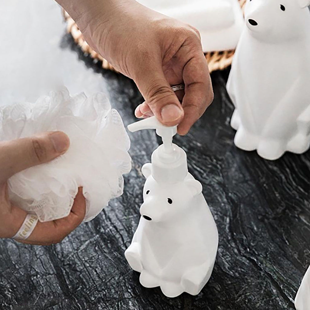 Soap Dispenser Bottle Cute Bear Shape Large Capacity Pump Dispenser Bottle for Bathroom Kitchen L (11x26cm/4.3x10.2in) (900ML)