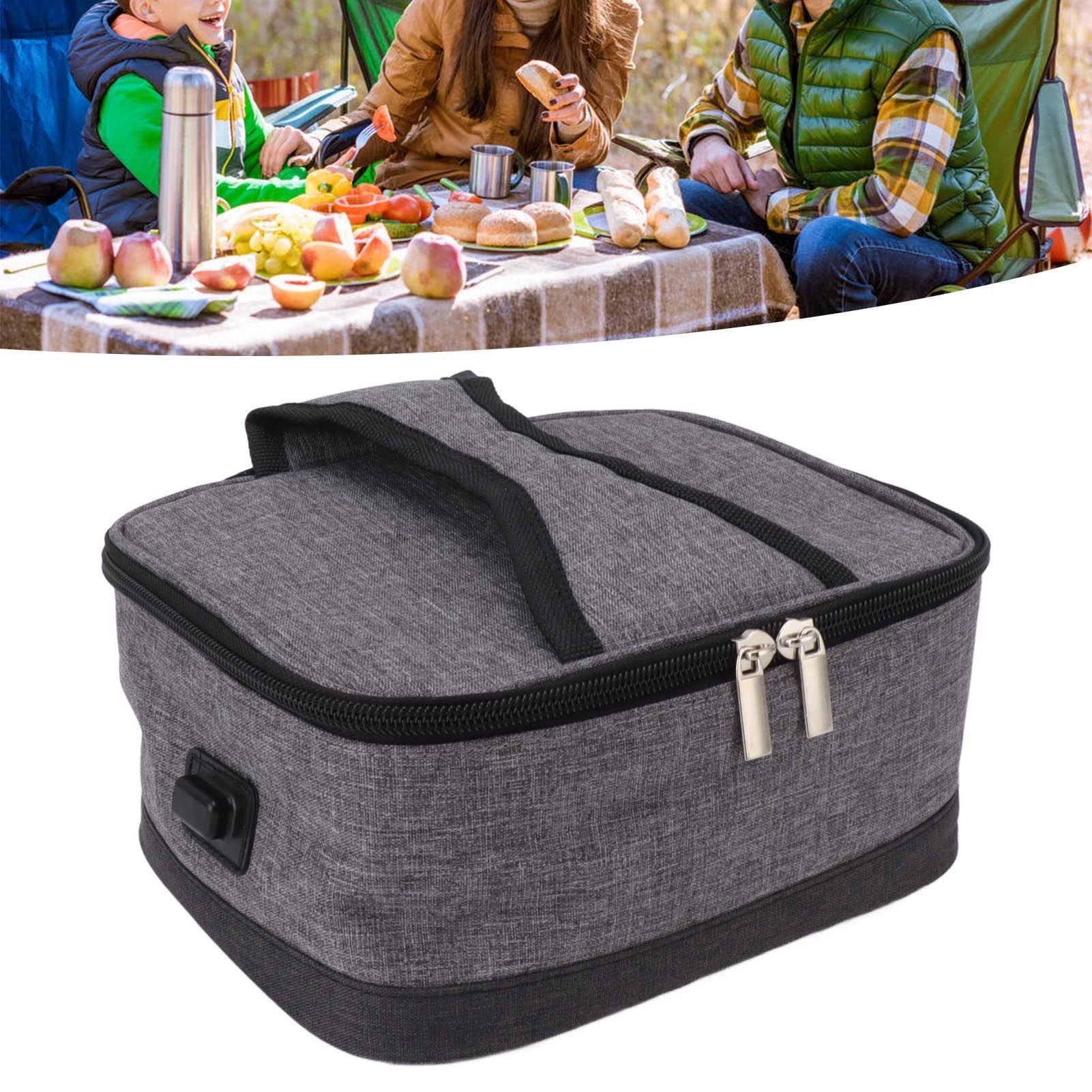 USB Heating Insulation Bag Portable Electric Heating Food Container Constant Temperature Heating Bag for Outdoor Light Gray