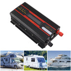 1000W Power Inverter Universal Dual Voltage 12V 24V‑220V Car Solar Power Inverter with LCD Display