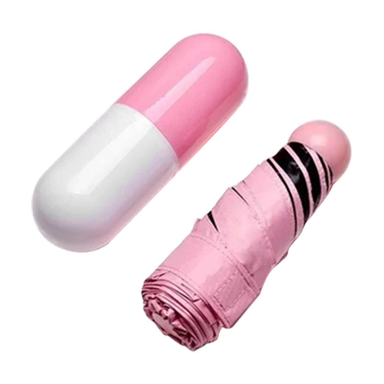 Pocket Umbrella Mini Compact Foldable Umbrella Pink for Sunny and Rainny Days 6 Umbrella Ribs