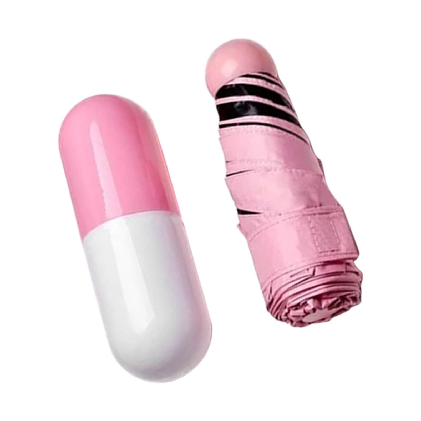 Pocket Umbrella Mini Compact Foldable Umbrella Pink for Sunny and Rainny Days 6 Umbrella Ribs
