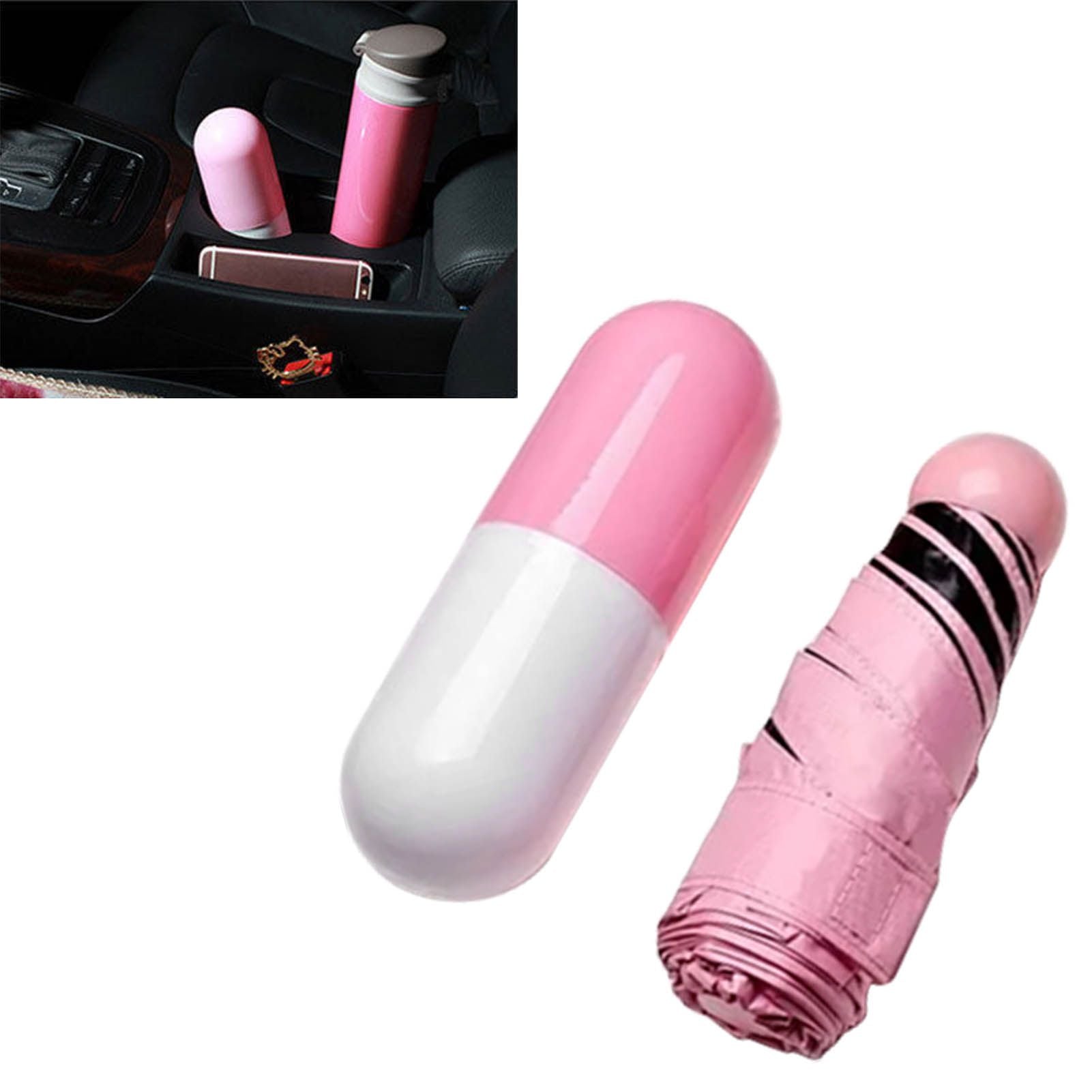 Pocket Umbrella Mini Compact Foldable Umbrella Pink for Sunny and Rainny Days 6 Umbrella Ribs