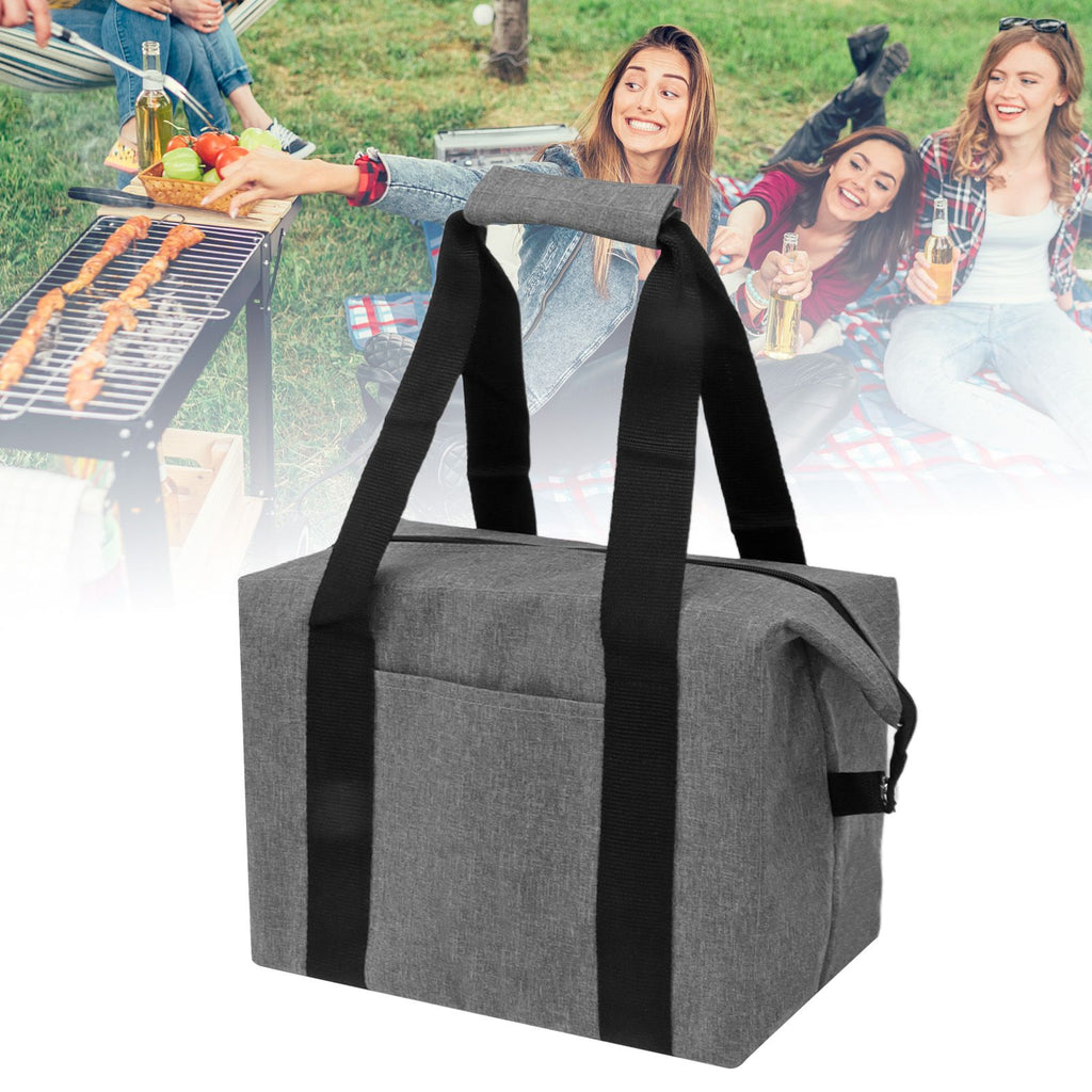 Camping Cooler Bag Leakproof Foldable Fresh Picnic Thermal Insulation Bag for Travel Work School Grey Large Size 20L