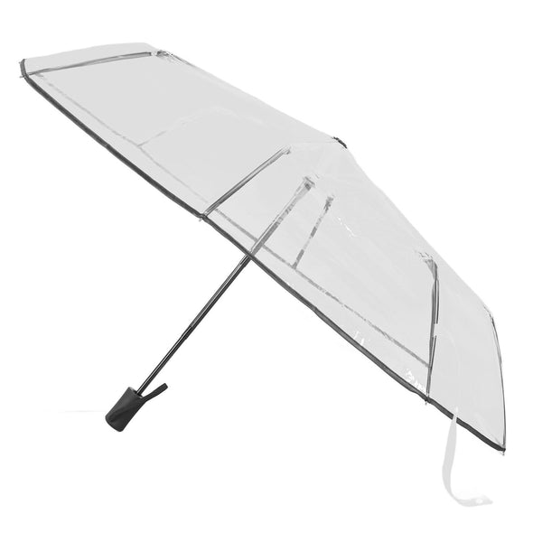 Compact Umbrella Black Transparent Automatic Design Sturdy Structure Travel Umbrella for Backpack Outing Outdoor