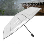 Compact Umbrella Black Transparent Automatic Design Sturdy Structure Travel Umbrella for Backpack Outing Outdoor
