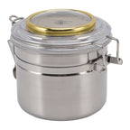 Cigar Jar Stainless Steel Silicone Ring with Hygrometer Waterproof Sealed Storage Jar for Home 96mmx103mm/3.8x4.1in