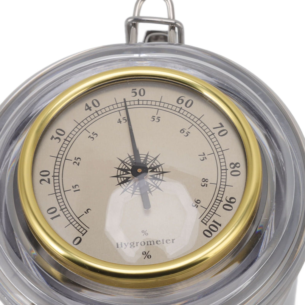 Cigar Jar Stainless Steel Silicone Ring with Hygrometer Waterproof Sealed Storage Jar for Home 96mmx103mm/3.8x4.1in