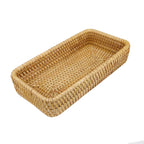 Rattan Tray Tabletop Organization Hand Woven Snack Storage Basket Multifunctional Serving Tray S