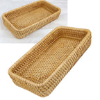 Rattan Tray Tabletop Organization Hand Woven Snack Storage Basket Multifunctional Serving Tray S